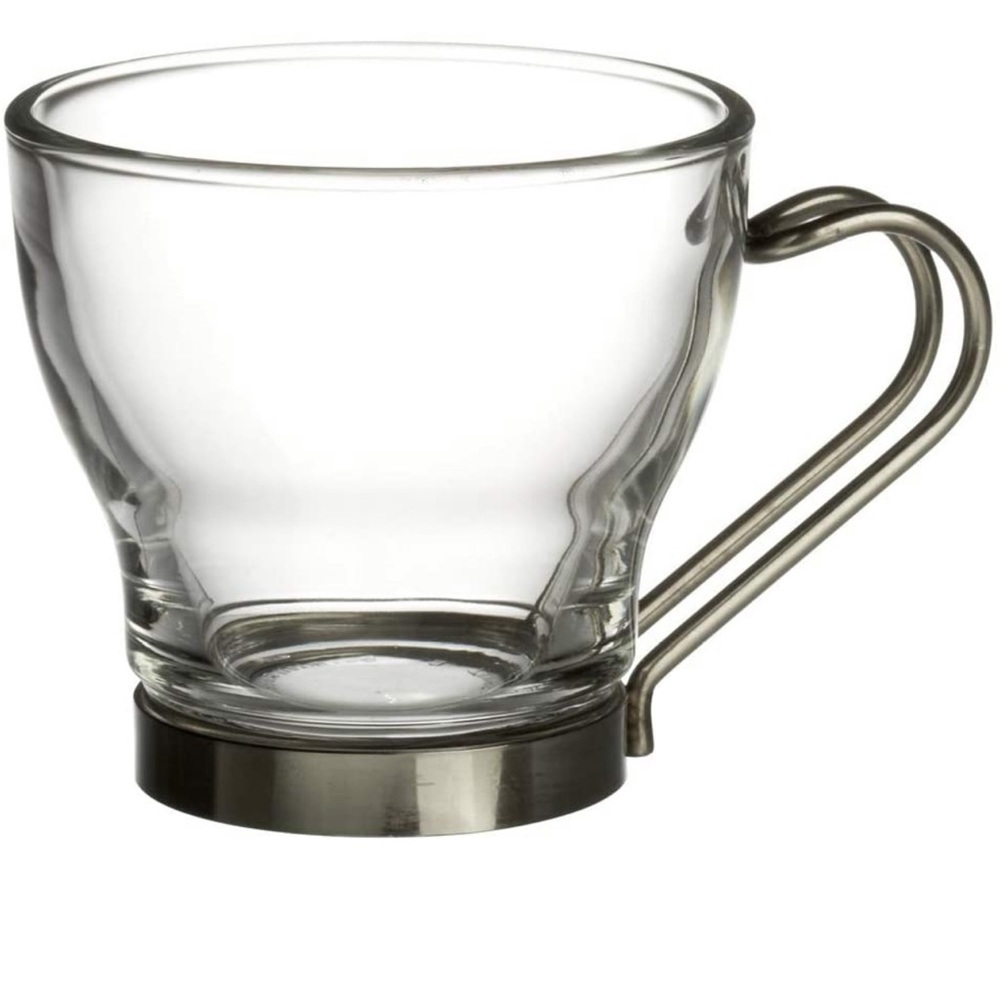 Bormioli Rocco Verdi Espresso Cup W/ Stainless Steel Handle Set of 4 Gift Boxed
